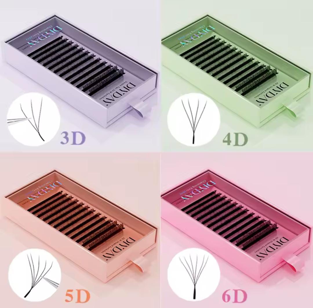 DIYDAY W-Shape Eyelash Extension 3d 4d 5d 6d 7d 8d W Lashes Natural Soft Premade Fan Bloom Effect Eye Lashes for Beauty Makeup