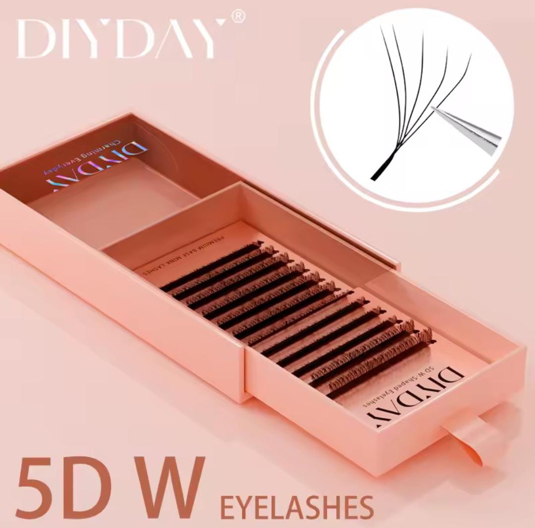 DIYDAY W-Shape Eyelash Extension 3d 4d 5d 6d 7d 8d W Lashes Natural Soft Premade Fan Bloom Effect Eye Lashes for Beauty Makeup